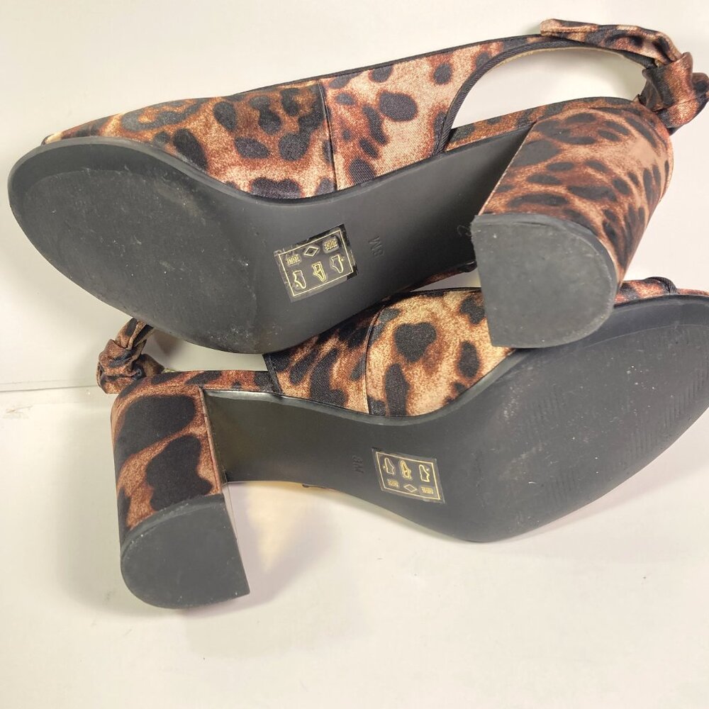 J Renee Leopard Print Open Toe Shoes Size 8M - image 4